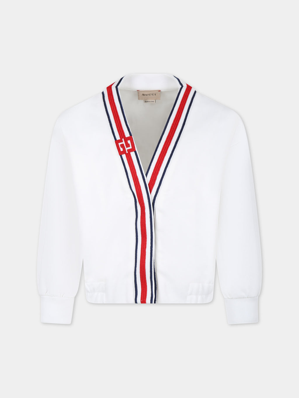 White cardigan for girl with iconic GG